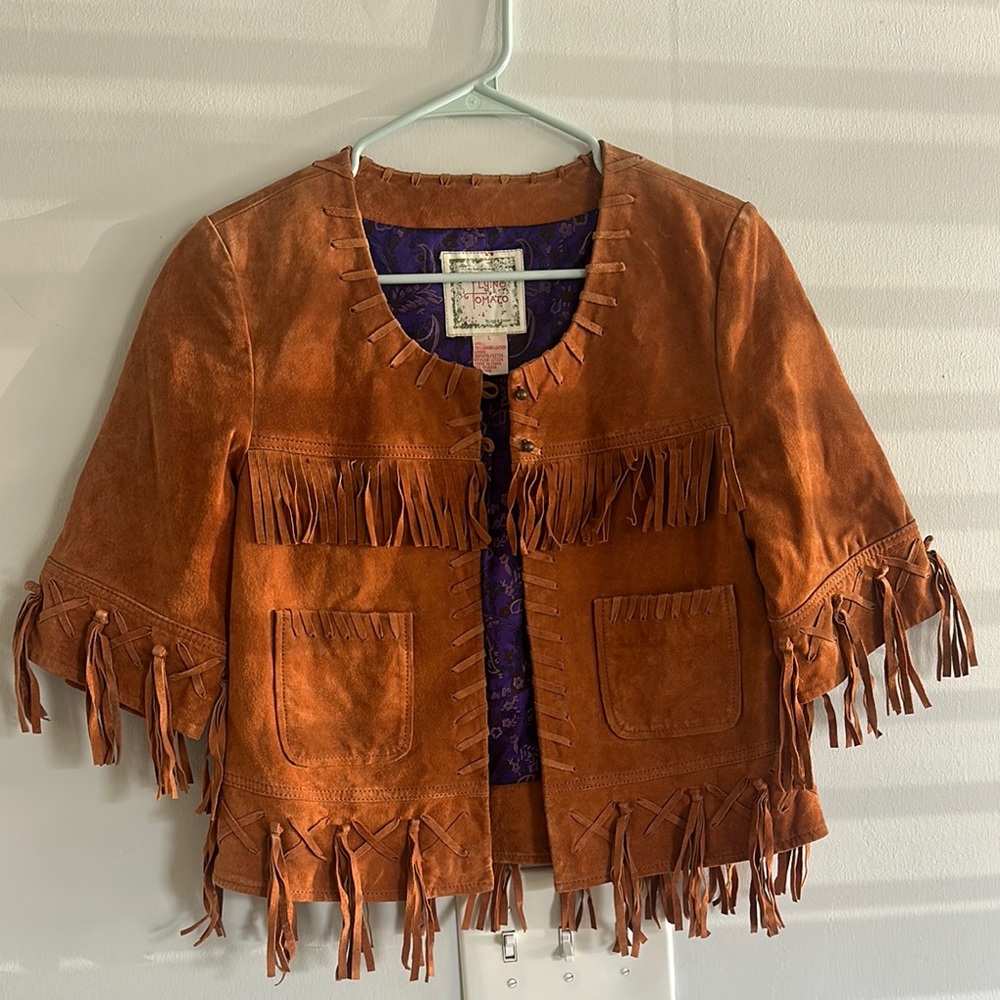 Vintage brown suede fringe shirt - jacket
